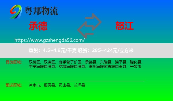 承德到怒江物流
