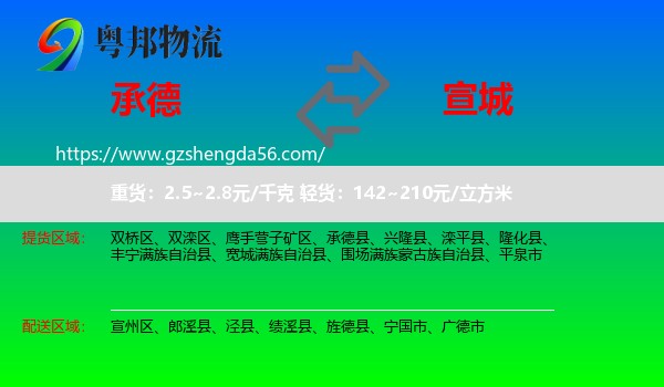 承德到宣城物流
