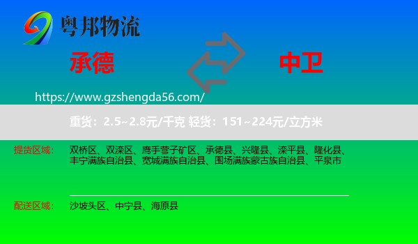 承德到中卫物流