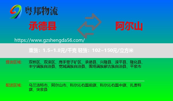 承德县到阿尔山市物流专线