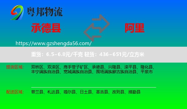 承德县到阿里物流专线