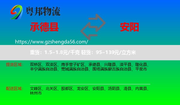 承德县到安阳物流专线
