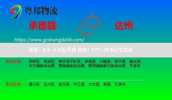 承德县到达州物流专线