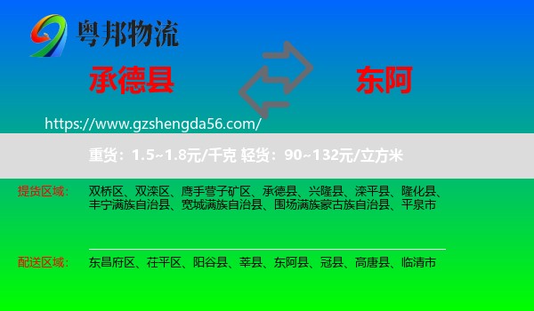 承德县到东阿县物流专线
