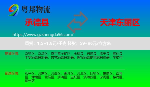 承德县到东丽区物流专线