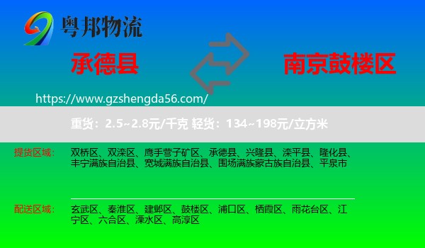 承德县到鼓楼区物流专线
