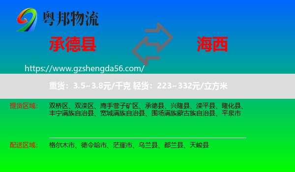 承德县到海西物流专线