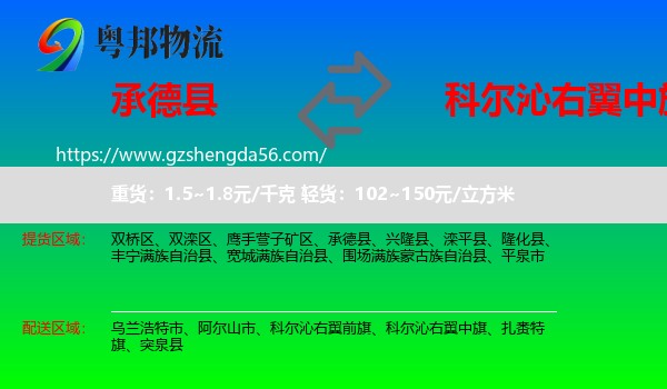 承德县到科尔沁右翼中旗物流专线