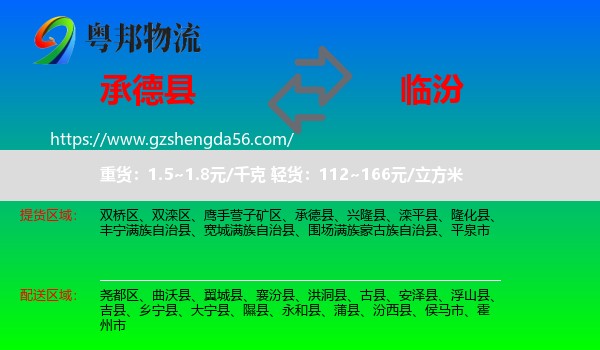 承德县到临汾物流专线