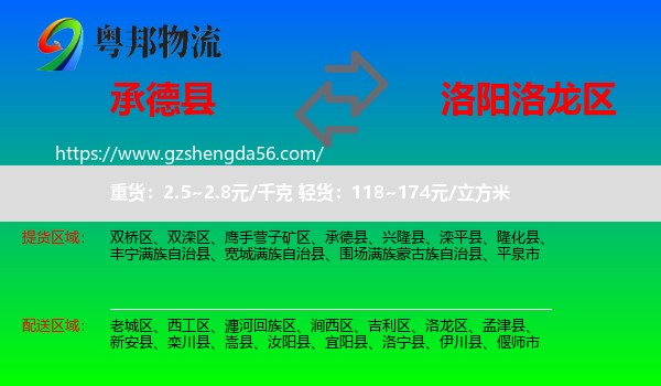 承德县到洛龙区物流专线