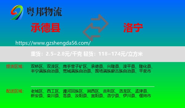 承德县到洛宁县物流专线