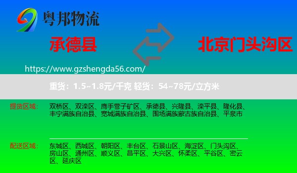 承德县到门头沟区物流专线