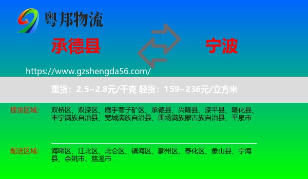 承德县到宁波物流专线