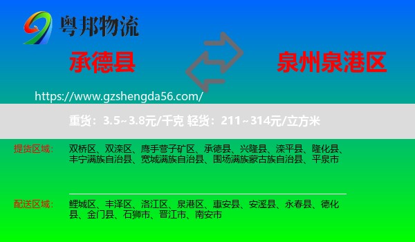 承德县到泉港区物流专线