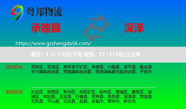 承德县到深泽县物流专线