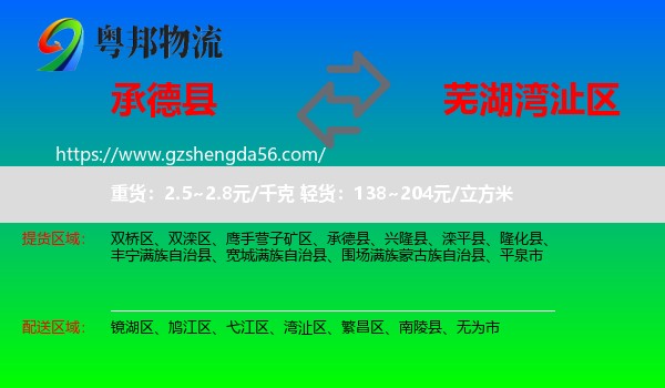 承德县到湾沚区物流专线