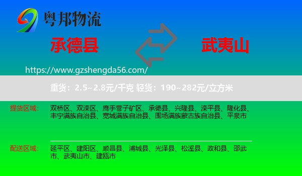 承德县到武夷山市物流专线