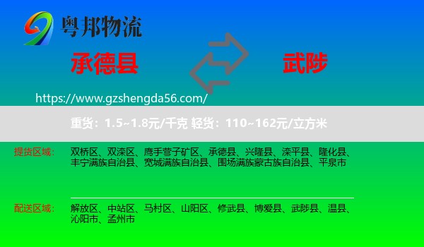 承德县到武陟县物流专线