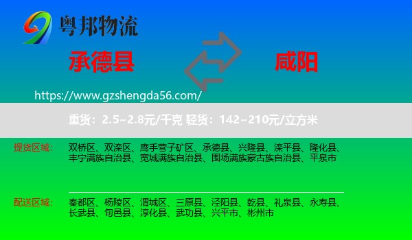 承德县到咸阳物流专线