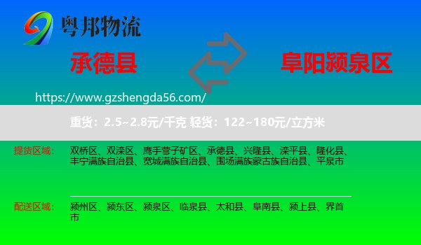 承德县到颍泉区物流专线