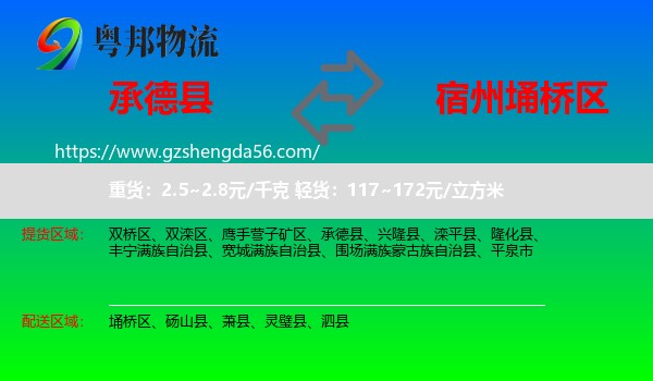 承德县到埇桥区物流专线