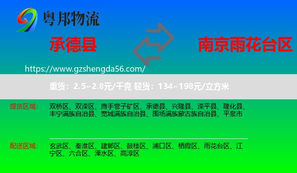 承德县到雨花台区物流专线