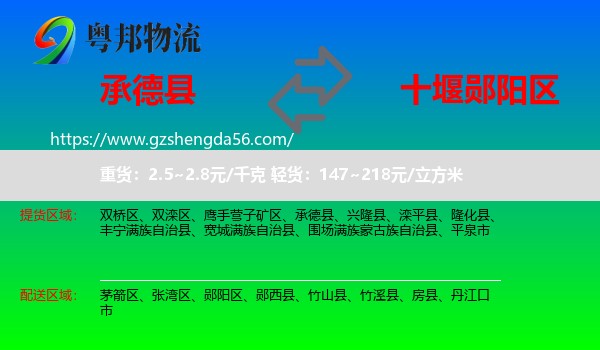 承德县到郧阳区物流专线