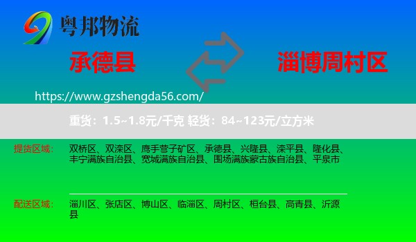 承德县到周村区物流专线