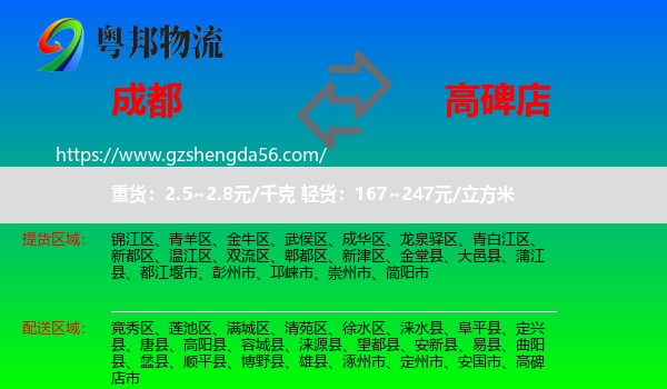 成都到高碑店市物流专线