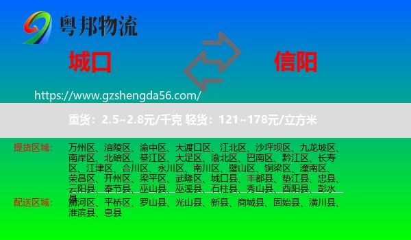 城口县到信阳物流