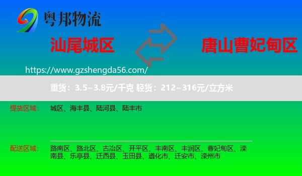 城区到曹妃甸区物流专线