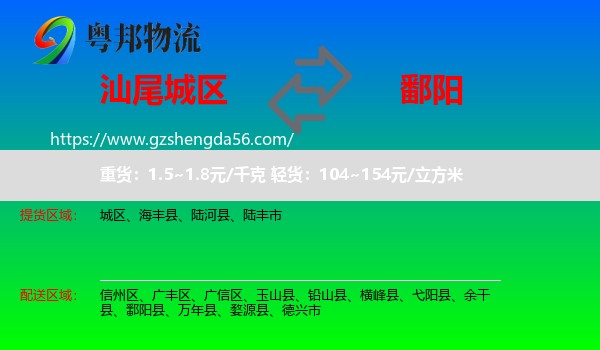 城区到鄱阳县物流专线