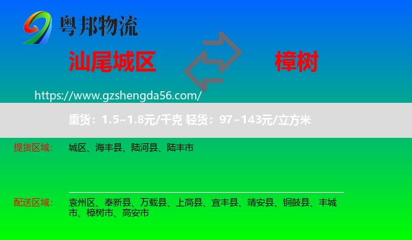 城区到樟树市物流专线