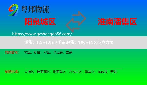 城区到潘集区物流专线