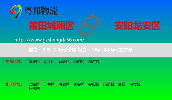 城厢区到龙安区物流专线