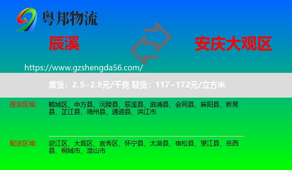 辰溪县到大观区物流专线
