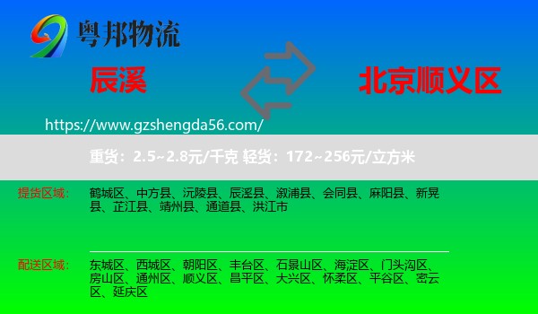 辰溪县到顺义区物流