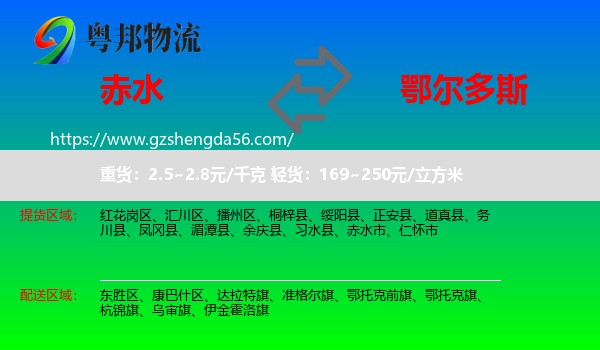 赤水市到鄂尔多斯物流专线