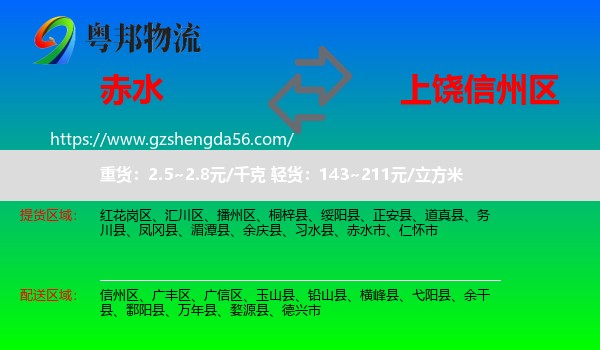 赤水市到信州区物流专线