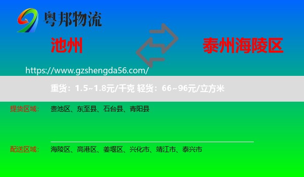 池州到海陵区物流专线
