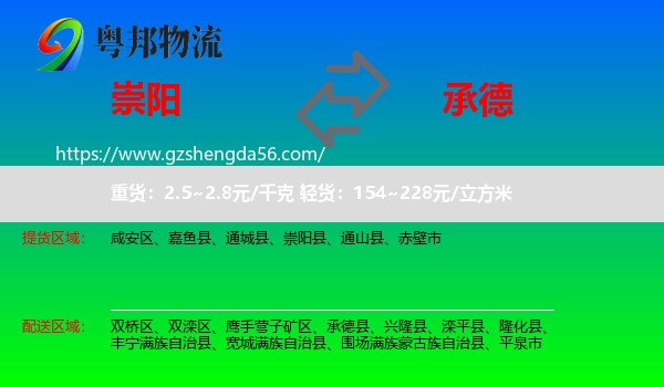 崇阳县到承德物流