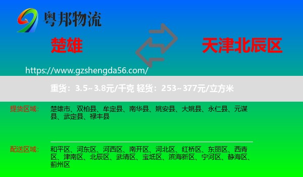 楚雄到北辰区物流专线