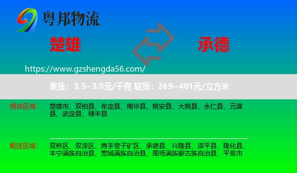 楚雄到承德物流专线