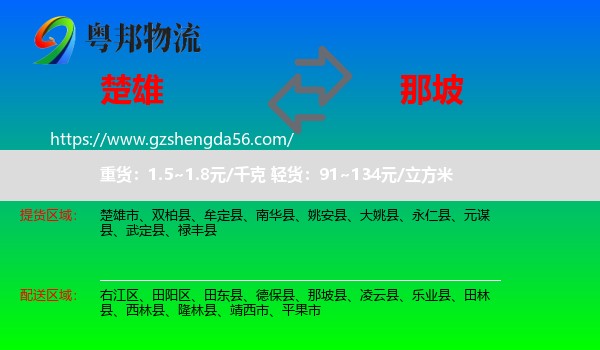 楚雄到那坡县物流专线
