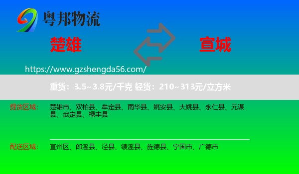 楚雄到宣城物流专线