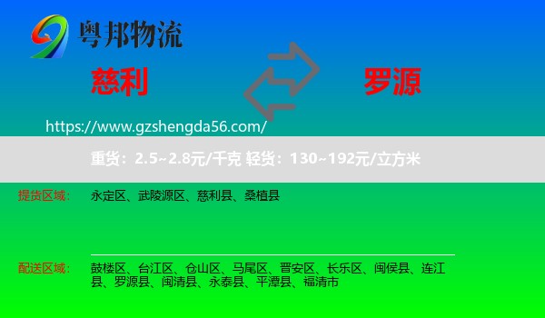 慈利县到罗源县物流专线