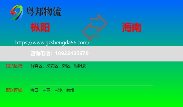 枞阳县到海南物流专线