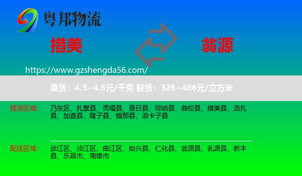 措美县到翁源县物流专线