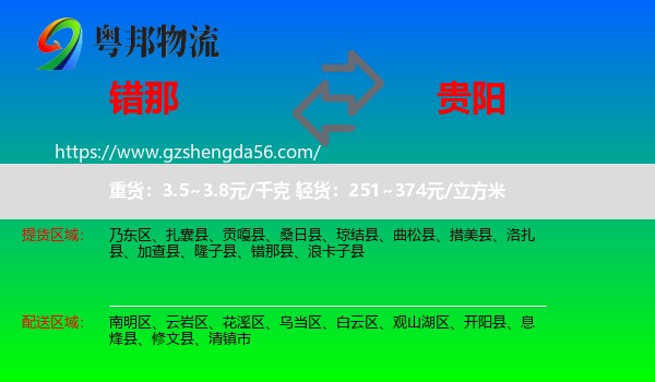 错那县到贵阳专线