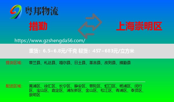 措勤县到崇明区物流专线